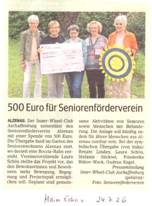 Spende vom Inner-Wheel-Club